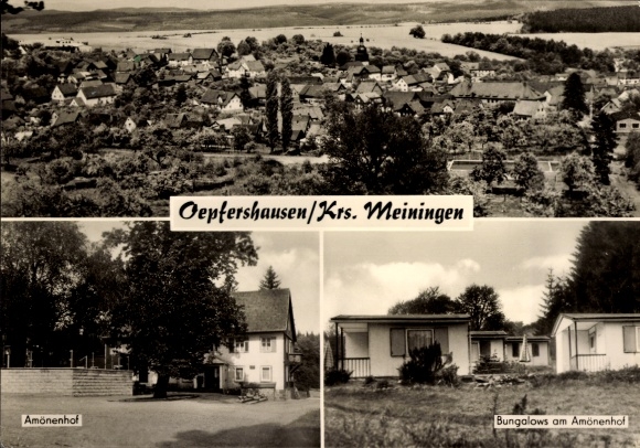 Postcard Oepfershausen Wasungen in the Thuringian Forest, Amönenhof, Panorama, Bungalows
