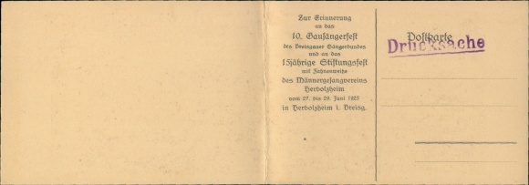 Klapp Postcard Herbolzheim im Breisgau Black Forest, general view, coat of arms, Gausängerfest