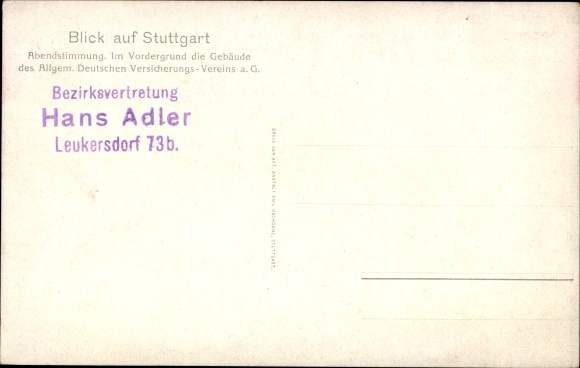 PC Stuttgart in Württemberg, evening mood, building d. General German Insurance Association