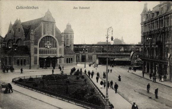 Postcard Gelsenkirchen in the Ruhr area, train station