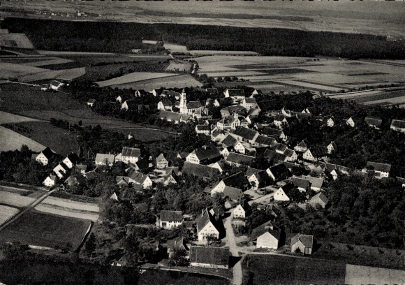 Postcard Attenweiler in Württemberg, aerial photograph