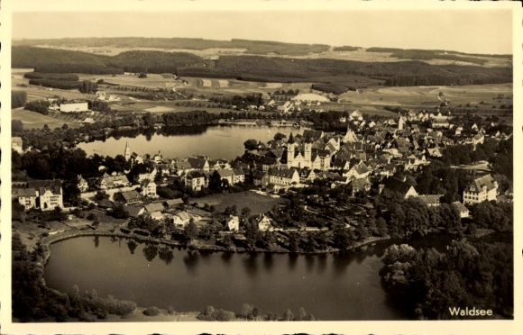 Postcard Bad Waldsee in Upper Swabia Württemberg, aerial photograph