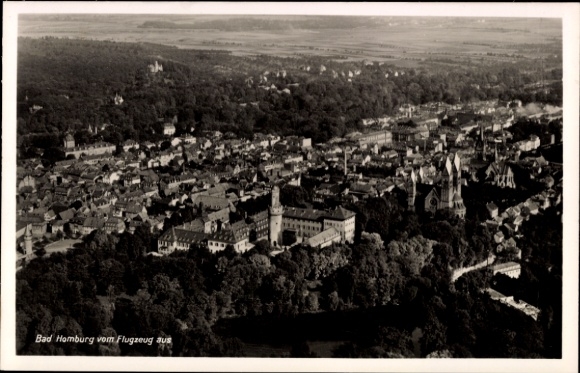Postcard Bad Homburg vor der Höhe Hesse, aerial view of cityscape, forests, buildings