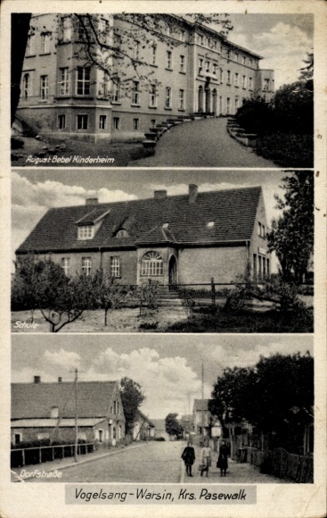 KP Pasewalk w Meklemburgii-Pomorzu Przednim, Dom Dziecka im. Augusta Bebela, budynek szkoły, ulica wiejska, tereny wiejskie