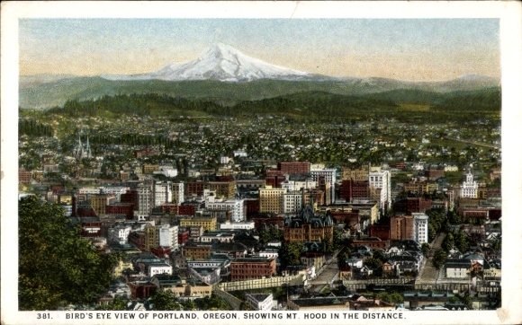 Ak Portland Oregon USA, Panorama, Mt. Hood im Hintergrund