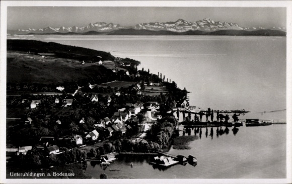 Postcard Unteruhldingen Uhldingen Mühlhofen am Bodensee, aerial photograph