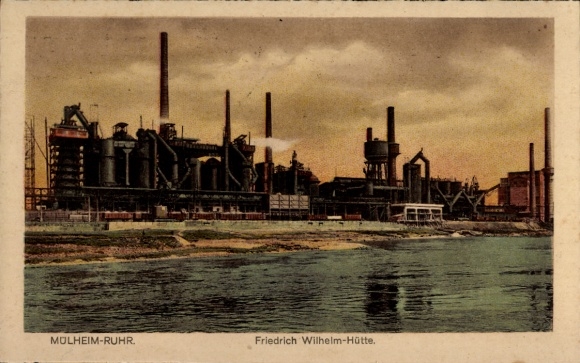 Postcard Mülheim an der Ruhr, Friedrich Wilhelm Hütte, chimneys