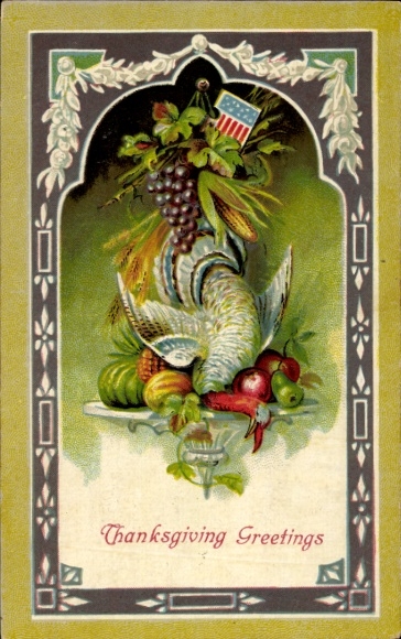 Ak Glückwunsch Thanksgiving, angerichteter Truthahn