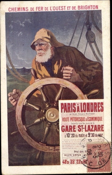 Artist Postcard Chemins de Fer de l&#39;Ouest et de Brighton, sailor, advertisement