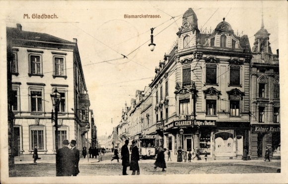 Postcard Mönchengladbach am Niederrhein, Bismarckstraße, tram