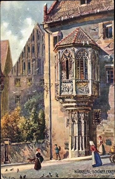 Artist PC Flower, Charles, Nuremberg in Middle Franconia Bavaria, beautiful bay window