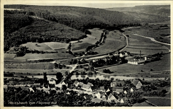 Ak Weissbach Weißbach in Thüringen, luchtfoto, Gasthaus zum Hirsch