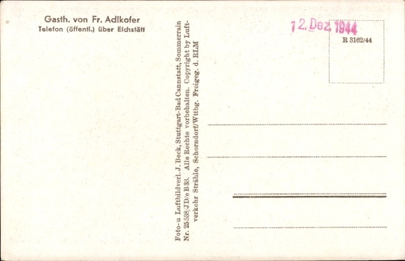 Postcard Inching Walting in Upper Bavaria, aerial photograph