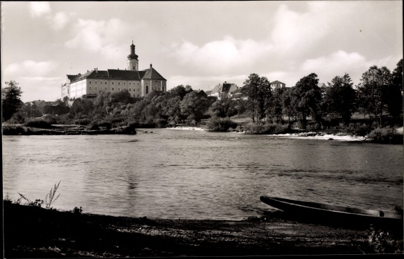 Postcard Walderbach in der Oberpfalz, castle seen from the shore