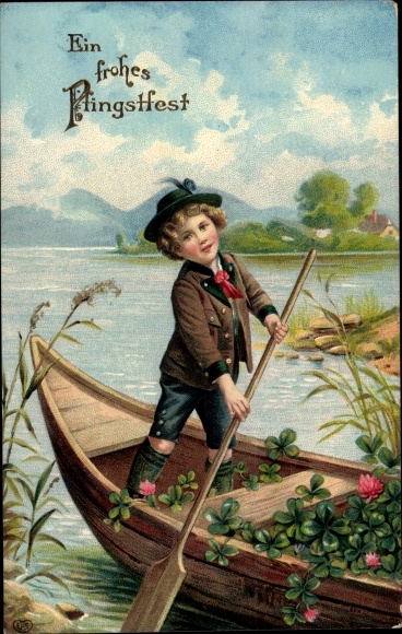 PC Happy Pentecost, boy with shamrocks in a rowing boat