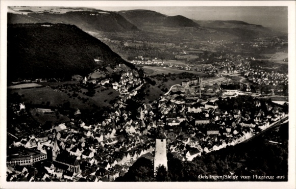 Postcard Geislingen an der Steige, aerial photograph