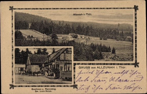 Postcard Allzunah Frauenwald am Rennsteig Ilmenau in Thuringia, Inn zum Rennsteig