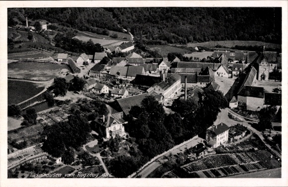 Postcard Tückelhausen Ochsenfurt in Lower Franconia, aerial photograph