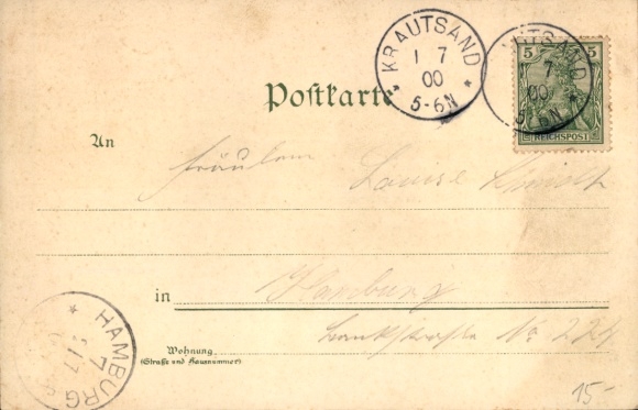 Chromo-Litho Elbinsel Krautsand Drochtersen in the district of Stade, Buhrfeinds Hotel, roadstead of the seagoing vessels