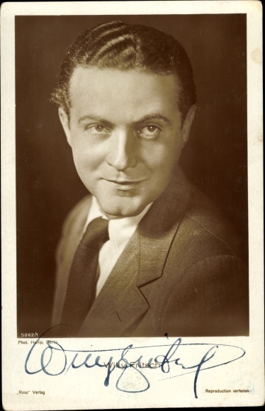 Postcard actor Willy Fritsch, portrait, Ross Verlag 5062/1, autograph