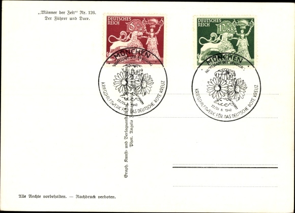 Postcard Führer and Reich Chancellor Adolf Hitler, Benito Mussolini, state meeting, men of the time 126