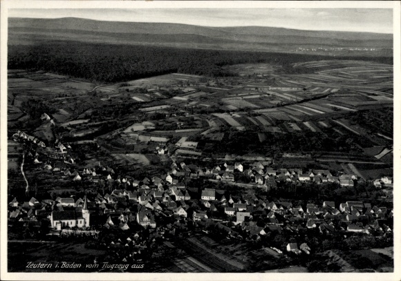 Postcard Zeutern Ubstadt Weiher Baden Württemberg, aerial photograph