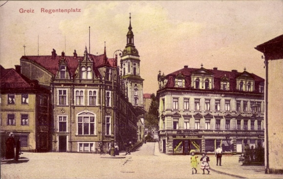 Ak Greiz im Vogtland Thüringen,  von  Regentenplatz,  Architektur, Menschen