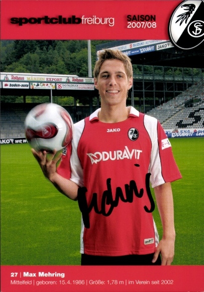 Autogrammkarte Fußballer Max Mehring, SC Freiburg, Autogramm