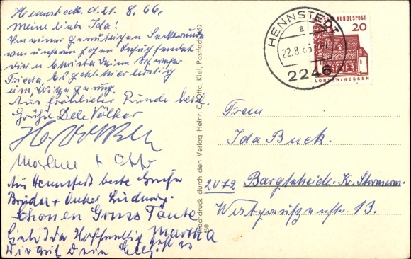 Ansichtkaart Hennstedt in Dithmarschen, stadsgezichten, kerk