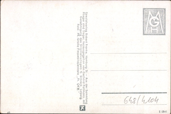 Song Postcard Song of the Dive Bomber Pilots, German Air Force, Fw. Georg Eulenberger, Gerh. Pallmann