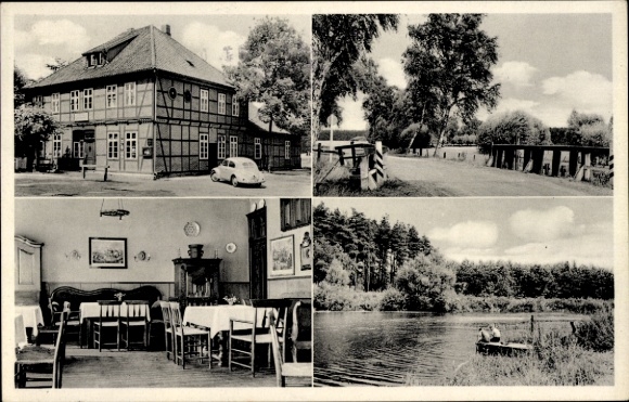 Ansichtkaart Oppershausen Wienhausen Nedersaksen, Gasthaus Peters, waterfeest, auto