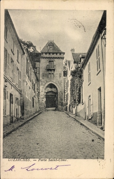 Ak Luzarches Val d’Oise, Porte Saint-Come, verwinkelte Straße, s Gebäude