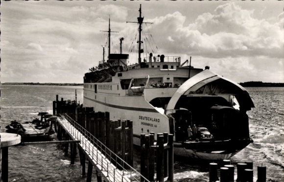 Postcard Großenbrode in Ostholstein, quay, ferry Germany