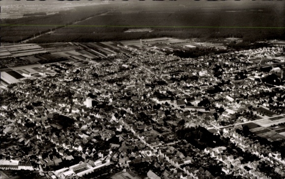 Postcard Pfungstadt Hessen, aerial view of Hesse, many houses, fields, no personalities