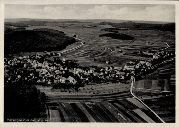 Postcard Würtingen St. Johann Swabian Alb Württemberg, aerial view of rural surroundings, houses
