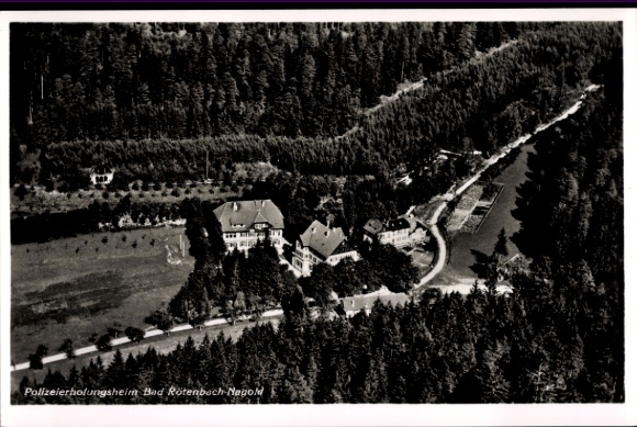 Ak Rötenbach Nagold im Schwarzwald, Heilstätte Rotenbach  Luftaufnahme, Waldlandschaft, Fluss