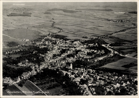 Ak Gerstetten auf der Alb Württemberg, Luftaufnahme von  Gussenstadt, Heustetten, Landschaft