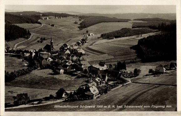 Ak Schönwald im Schwarzwald Baden Württemberg, Fliegeraufnahme