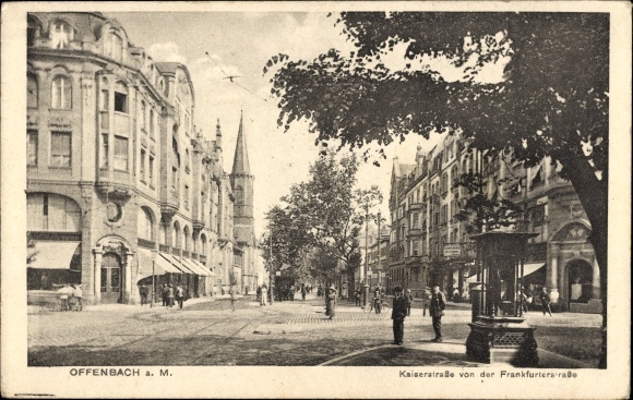 Postcard Offenbach am Main Hesse, Kaiserstrasse from Frankfurter Strasse