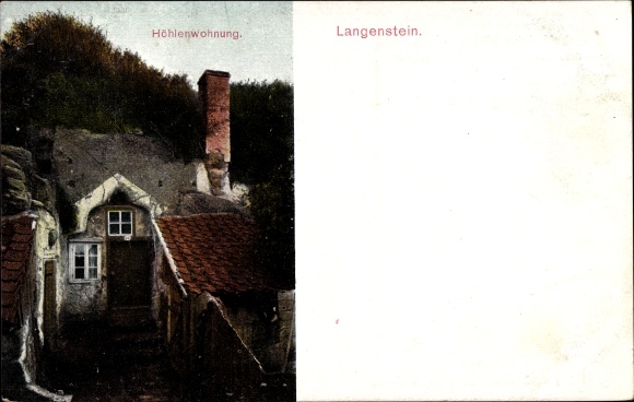 Ak Langenstein Halberstadt im Harz, Höhlenwohnung