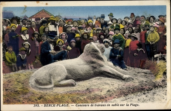 Postcard Berck Plage Pas de Calais, sand work competition on the beach