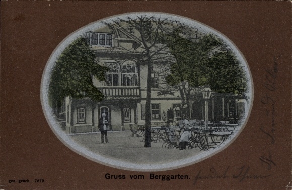 Passepartout Ak Gotha in Thüringen, Berggarten, Gastwirtschaft