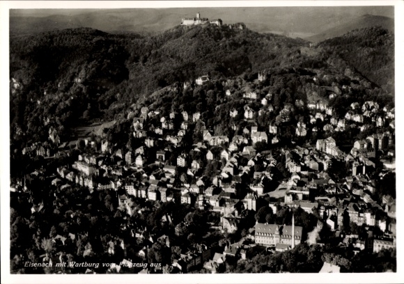 Postcard Lutherstadt Eisenach in Thuringia, Wartburg, aerial photograph