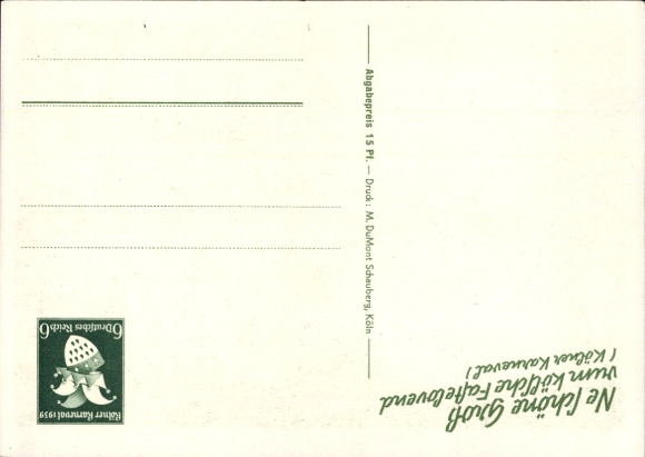 Postal stationery artist PC Cologne on the Rhine, carnival, parade, cathedral