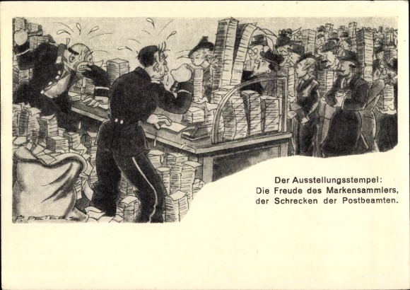 Postwaardestukkunstenaar Ak Peters, P., Düsseldorf am Rhein, postzegeltentoonstelling juni 1936, postbode