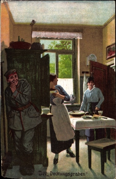 Artist Postcard The Cover Trench, Always Professional, Military Terminology, Soldier Hides