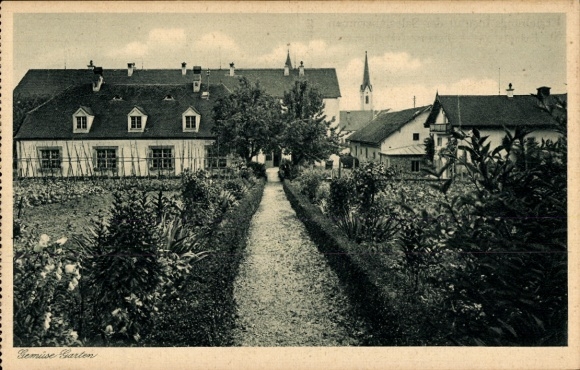 Postcard Zangberg in Upper Bavaria, Educational Institute of the Salesian Sisters of St. Joseph, vegetable garden