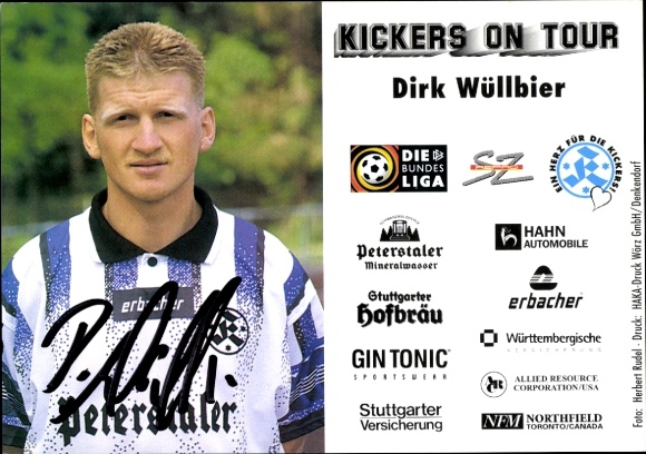 Autograph card footballer Dirk Wüllbier, SV Stuttgarter Kickers, autograph