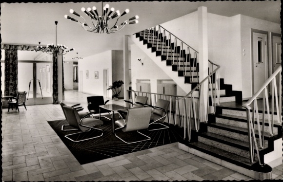 Postcard Gladenbach Hesse, training and recreation home Haus Blankenstein, interior view, stairs