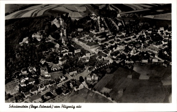 Postcard Schauenstein in the Franconian Forest, aerial photograph